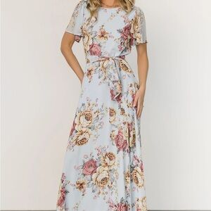 Baltic Born Naomi Short Sleeve Maxi Dress Dusty Blue - Never Worn